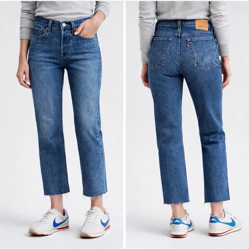 Levi's Women's High-Rise Straight Crop Jeans - Blue - Picture 1 of 10